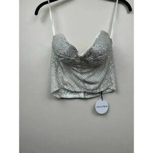 NWT Retrofete Beaded White and Silver Bustier - size Medium